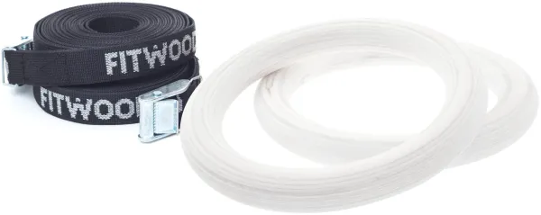 FitWood ULPU MINI Gymnastikkringer 28mm - Hvit overflate / Svart Stropp