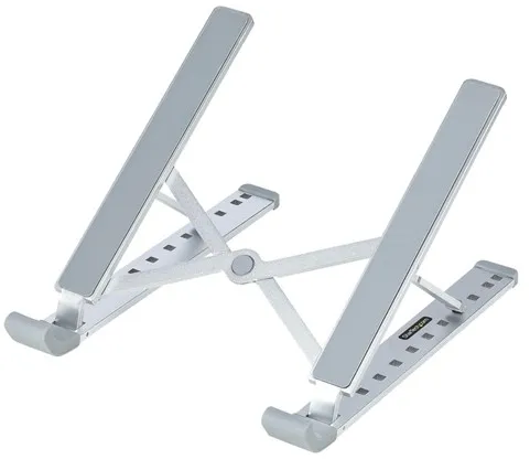 StarTech.com sammenleggbart laptopstativ, bærbart, høydejusterbart, ergonomisk laptopstativ med ventilert aluminiumsramme, støtter 10 kg